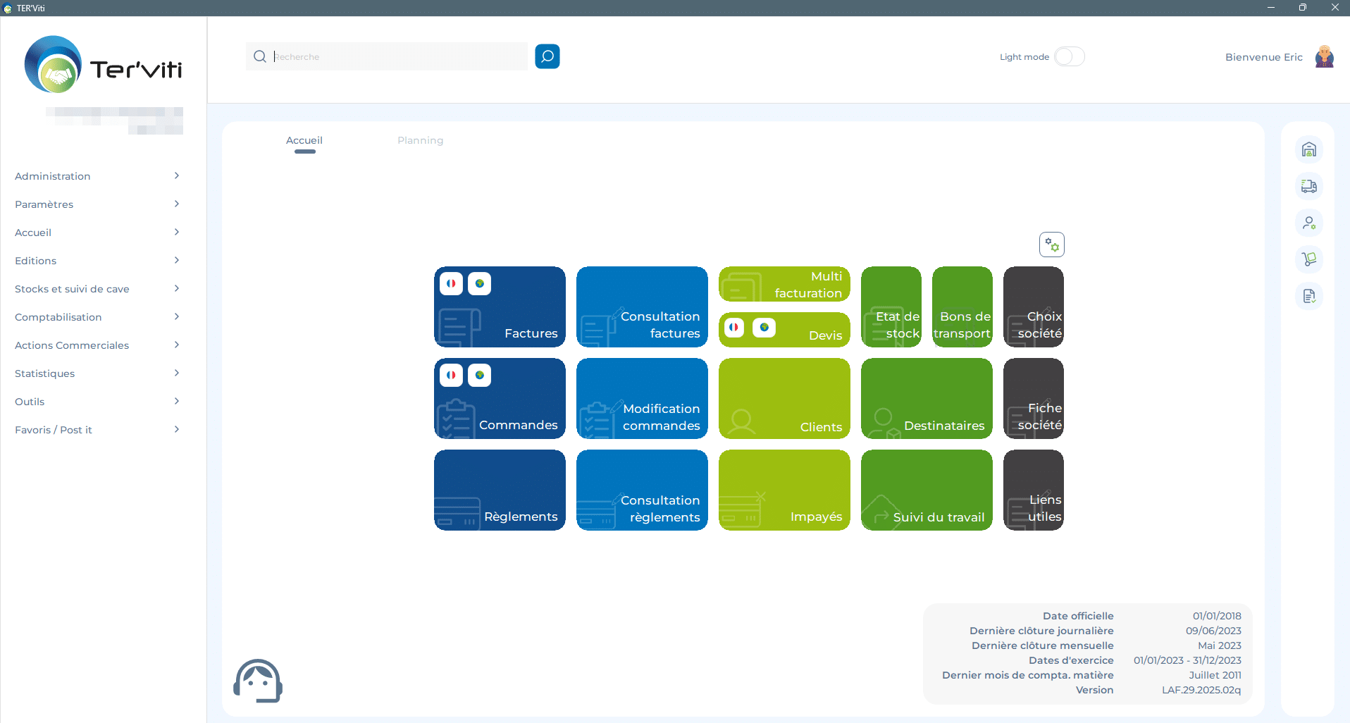 Logiciel de gestion commerciale viticole conforme à la réglementation française
